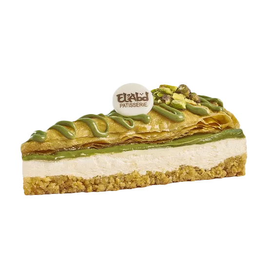 Pistachio Baklava Cheesecake Slice - بقلاوه تشيز كيك فسدق سلايس